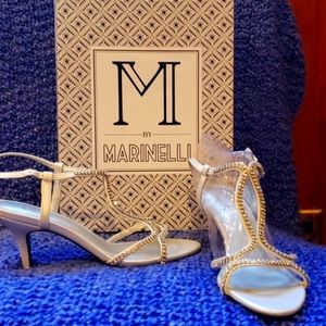 Formal Time! Silver Bedazzled Studded Heels by Marinelli